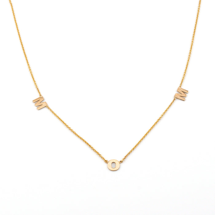 Mom initials necklace gold
