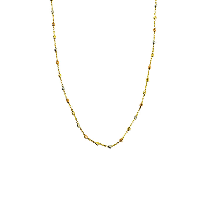 Tricolor Beads Chain in 10K Gold