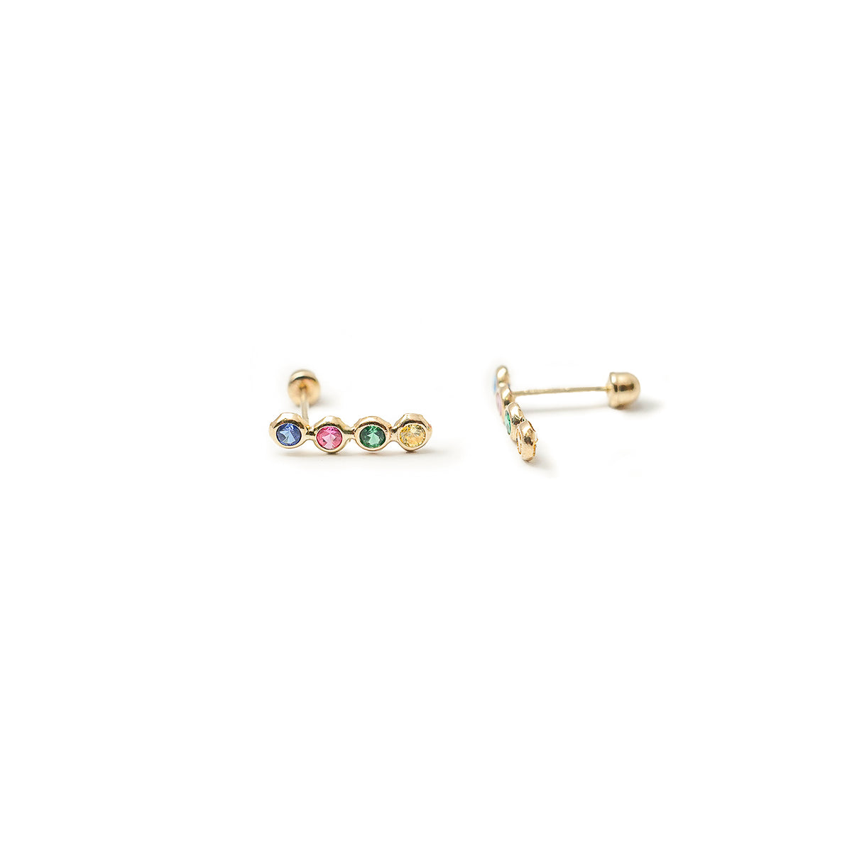 10K Gold Bezel-Set Colored Gemstone Stud Earrings