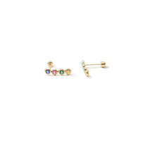 10K Gold Bezel-Set Colored Gemstone Stud Earrings