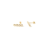 10K Gold Bezel-Set White Zirconia Stud Earrings