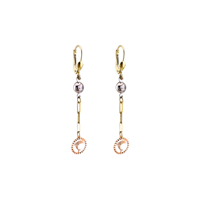 10K Gold Bezel Dolphin Drop Earrings