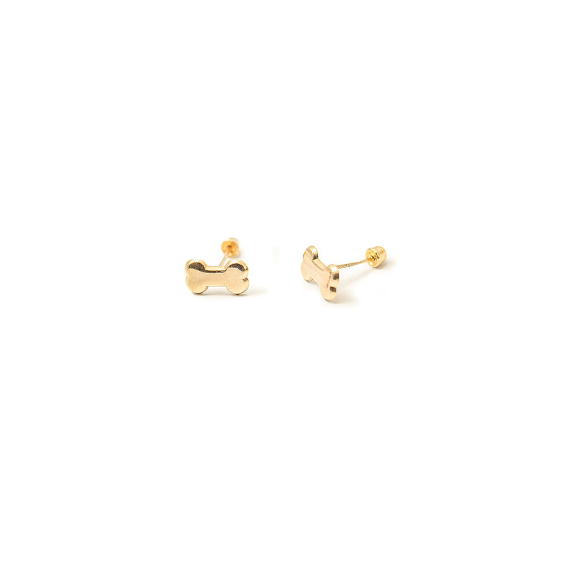 10K Gold Dog Bone Stud Earrings