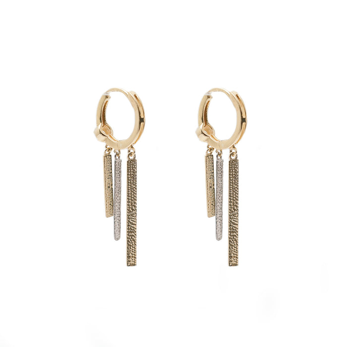 10K Gold Huggie Earrings with Dangle Charms