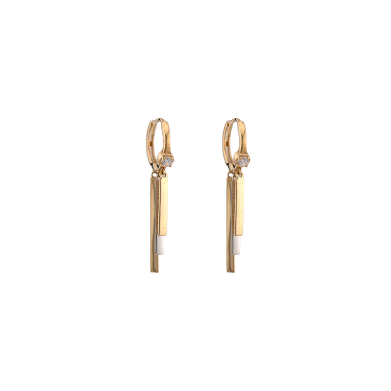 10K Gold Huggie Earrings with Dangle Charms