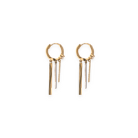 10K Gold Huggie Earrings with Dangle Charms