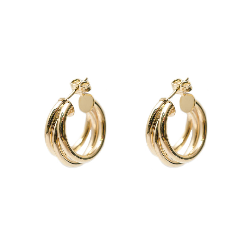 10K Gold Triple Tube Hoop Earrings