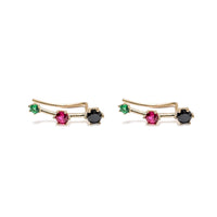 10K Yellow Gold Crawler Earrings with Gemstones