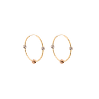 Diamond Cut Spheres Hoops in 10K Tricolor Gold