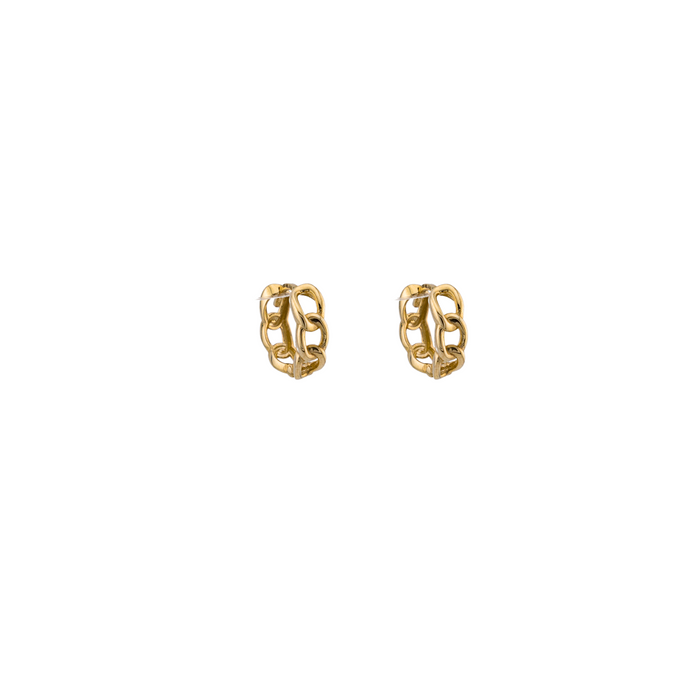 Cuban Link Huggie Earrings in 10K Gold