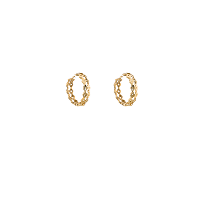 10K Gold Diamond Shaped Double Huggie Earrings