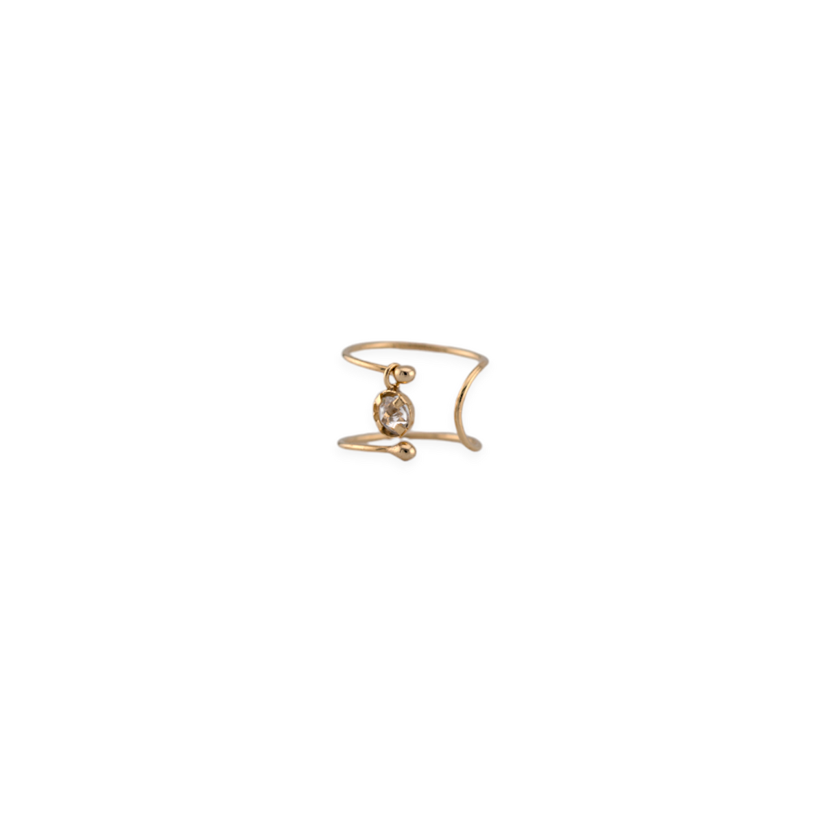 10K Gold Double Ear Cuff with Zirconia