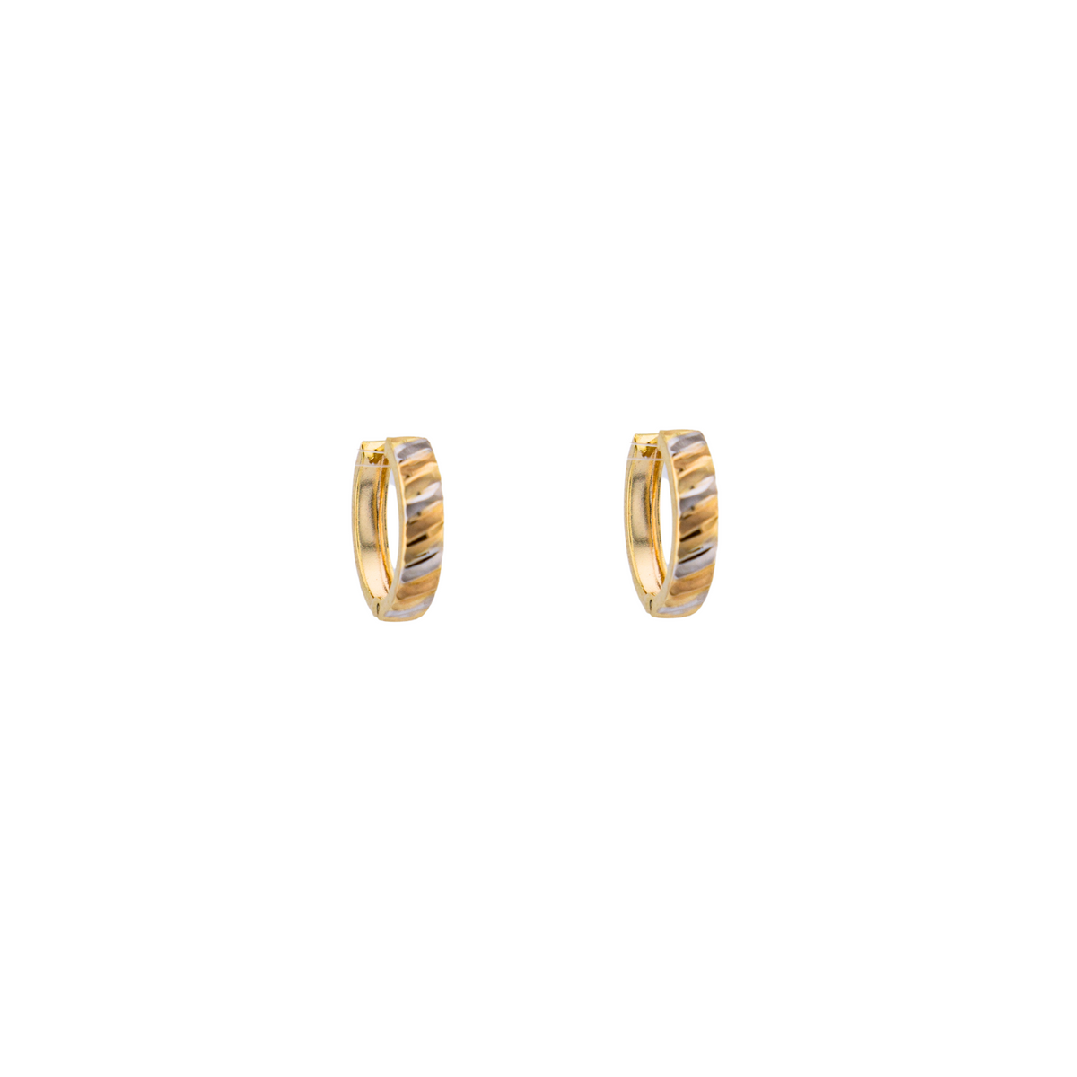 Faceted Hoop Earrings in 10K Tricolor Gold