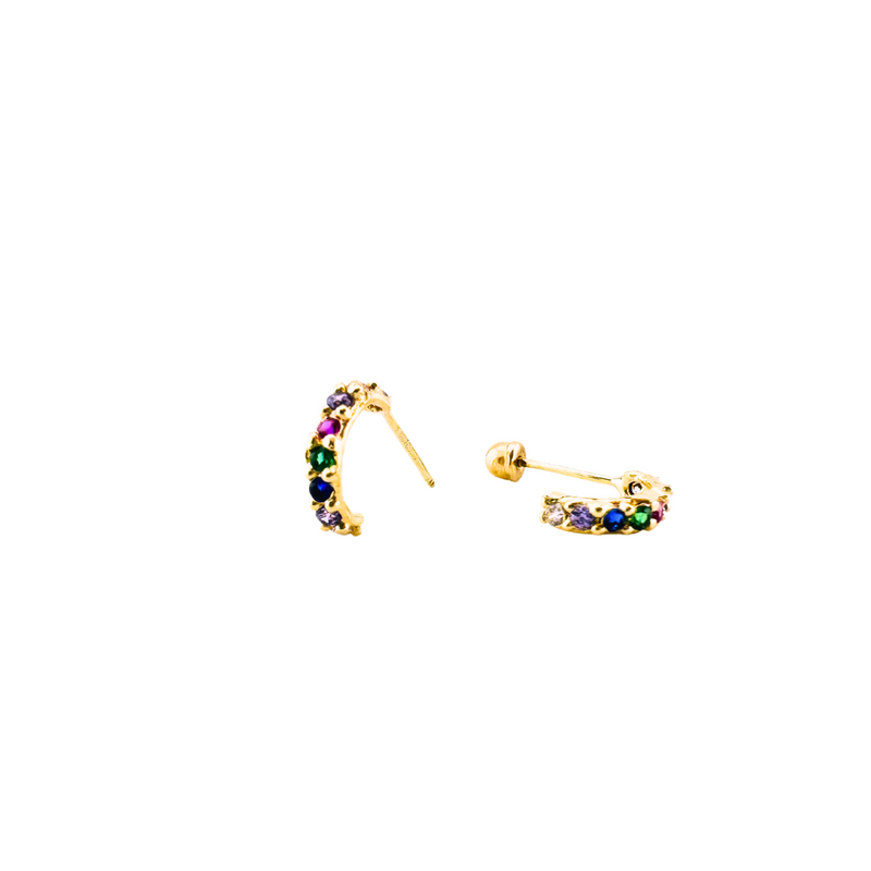 10K Gold Colored Gemstones Ear Cuff Stud Earrings