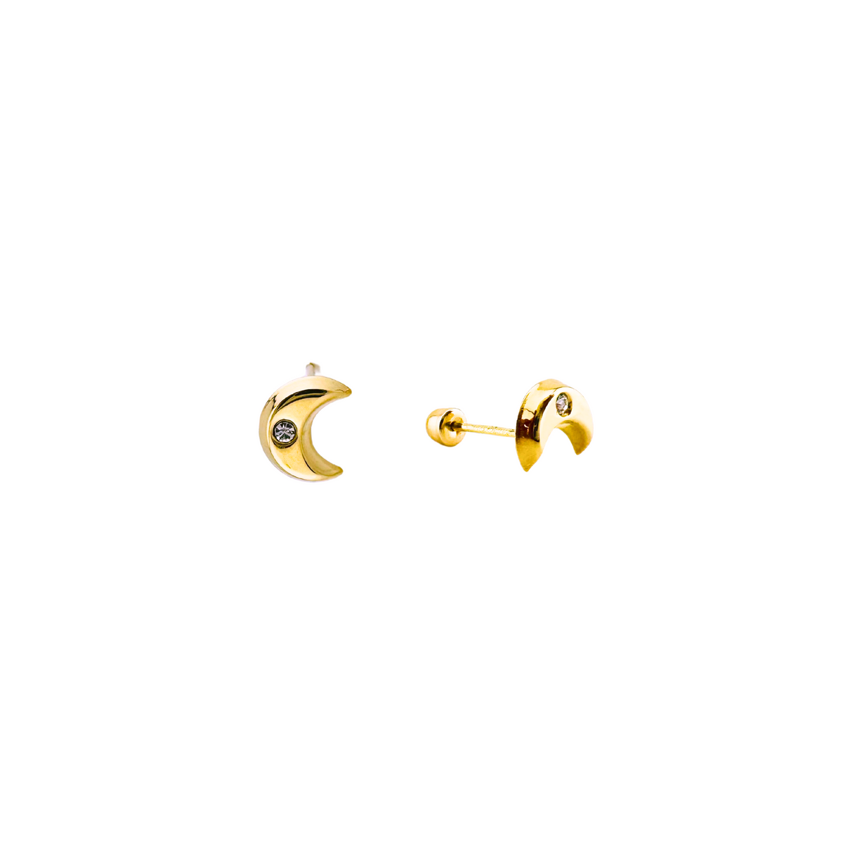 10K Gold Half Moon Stud Earrings