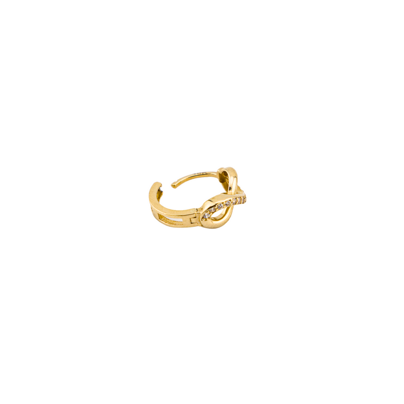 Infinity Half Pave Huggies in 10K Gold