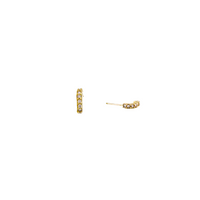 10K Gold White Zirconia Pave Ear Cuff Stud Earrings