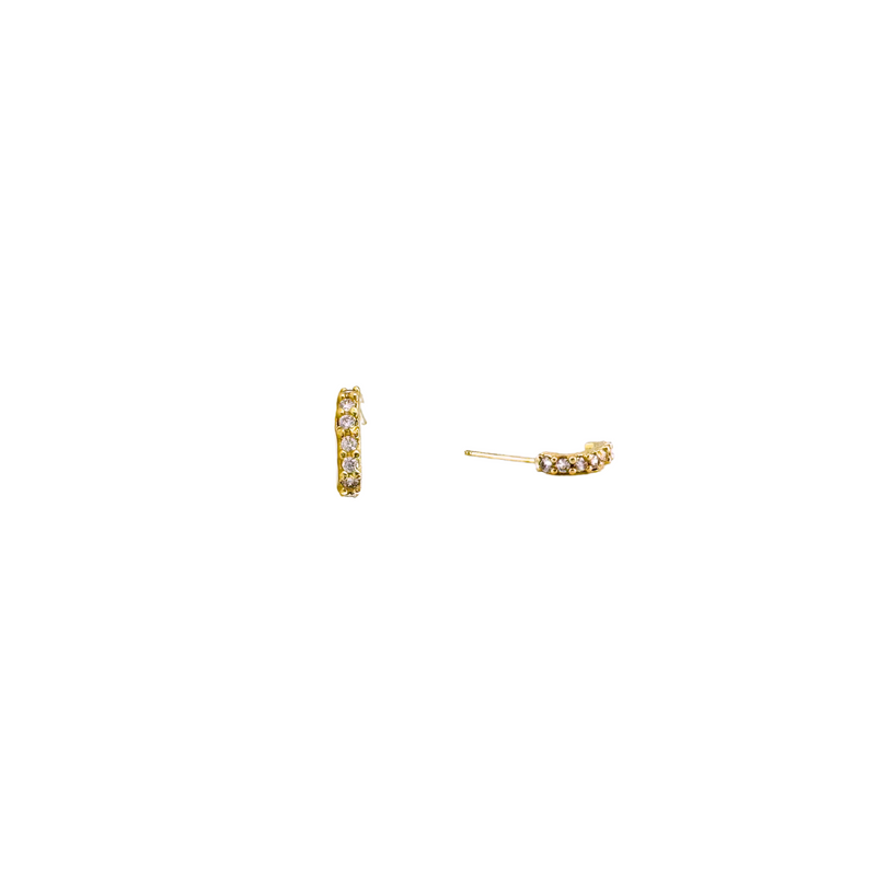 10K Gold White Zirconia Pave Ear Cuff Stud Earrings