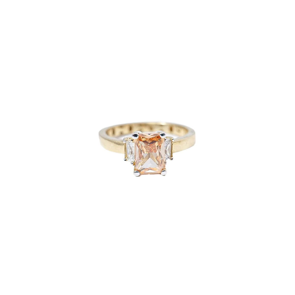 10K Gold Baguette Lab Grown Citrine Ring