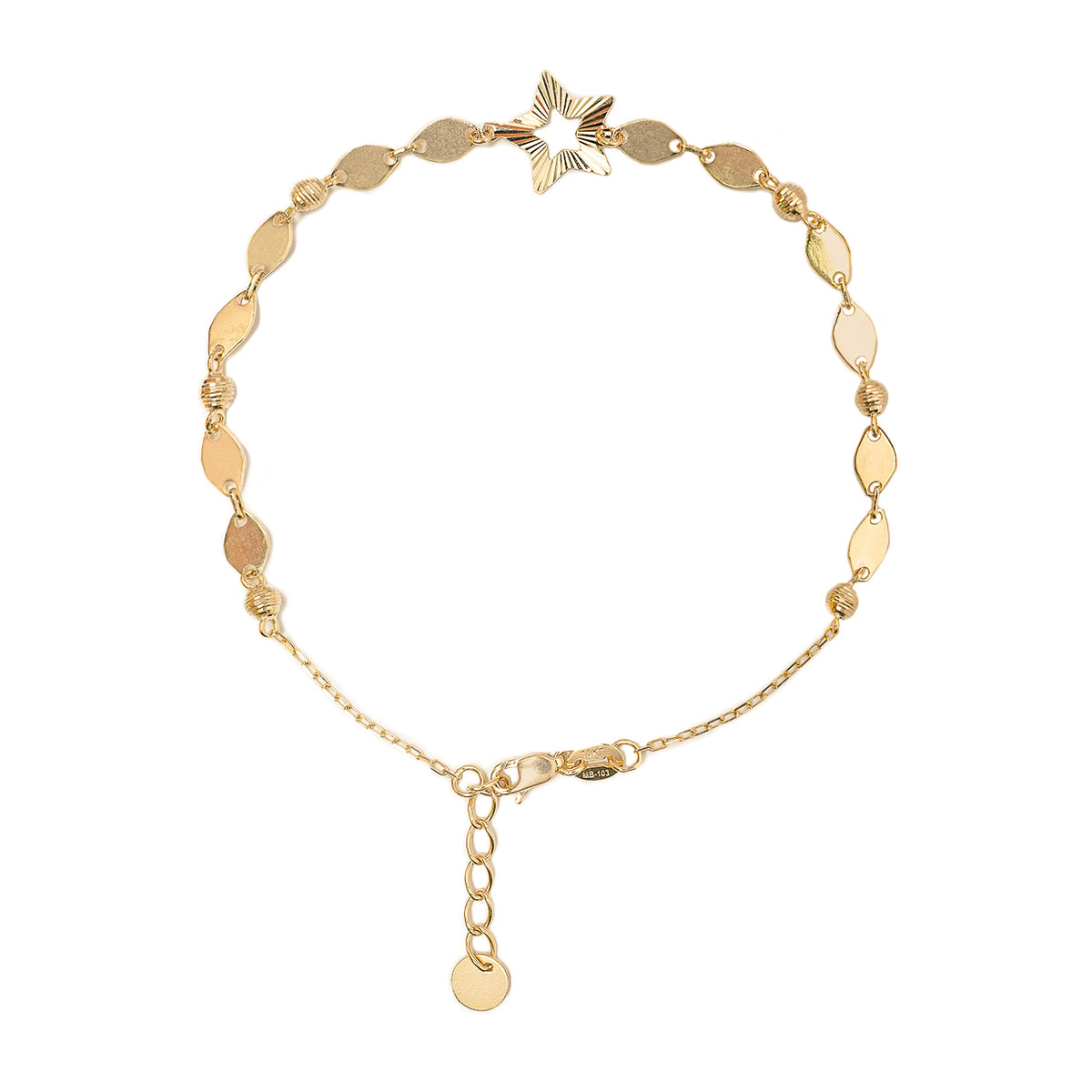 10K Gold Bracelet with Faceted Star