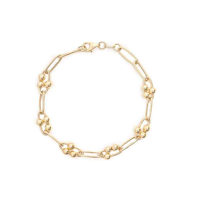 10K Gold Bracelet with Oval Links and Gold Balls