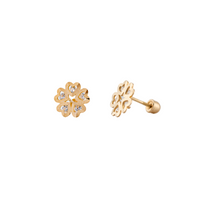 10K Gold Clover Heart Stud Earrings