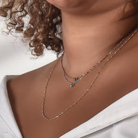 10K Gold Evil Eye Pendant Necklace with Colored Beads