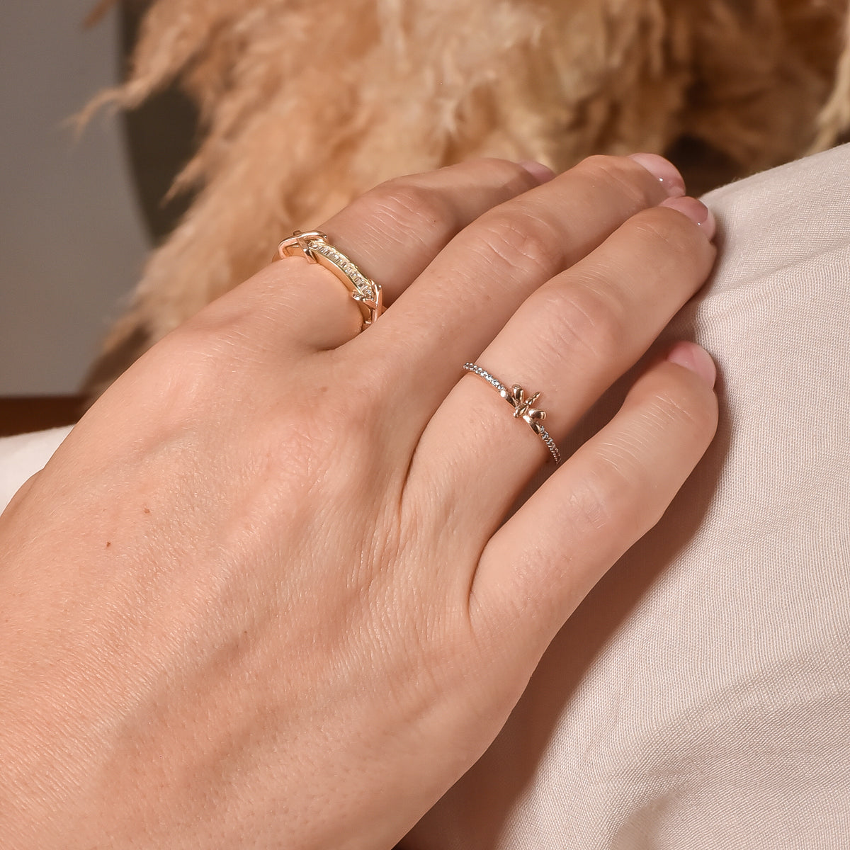 10K Gold Eternity Ring with Baguette Zirconias and Rose Gold