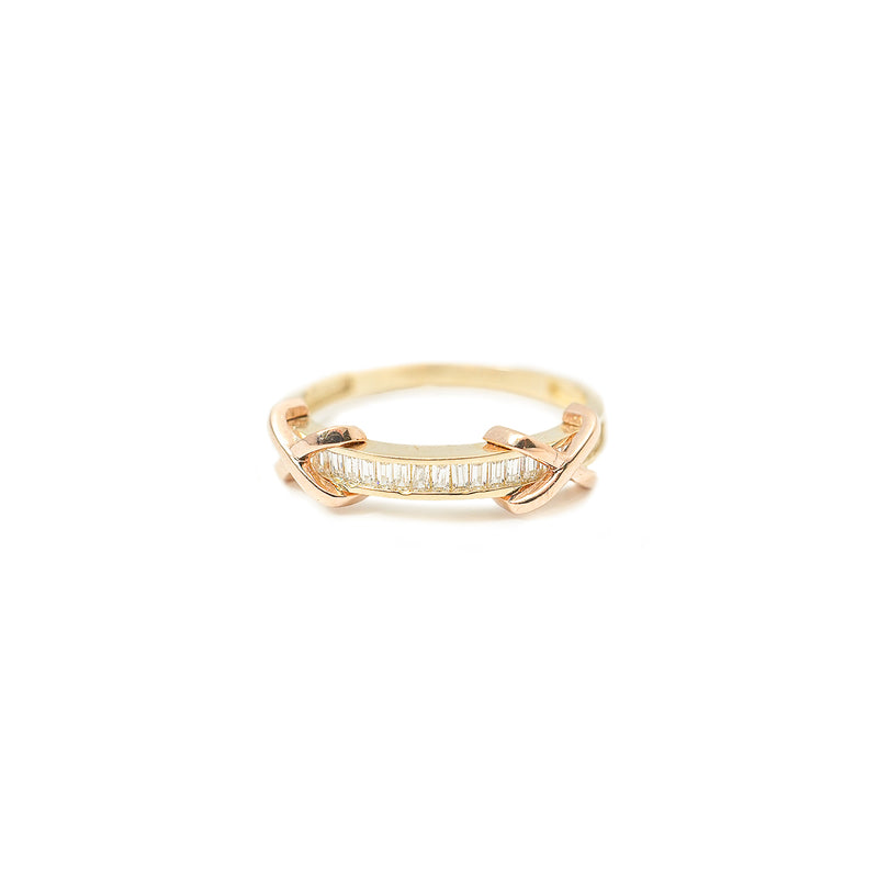 10K Gold Eternity Ring with Baguette Zirconias and Rose Gold