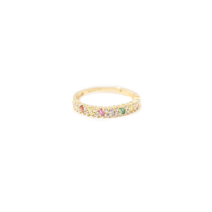 10K Gold Eternity Ring with Colored Gemstones