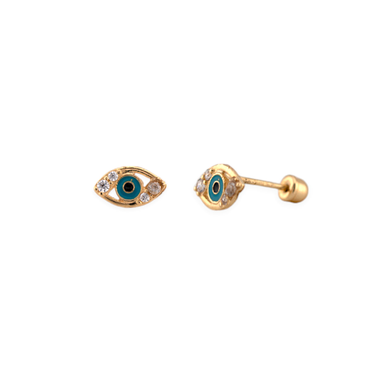 10K Gold Evil Eye Stud Earrings