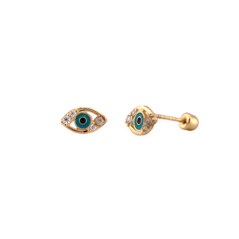 10K Gold Evil Eye Stud Earrings