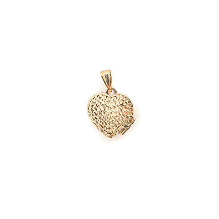 10K Gold Faceted Heart Locket Pendant