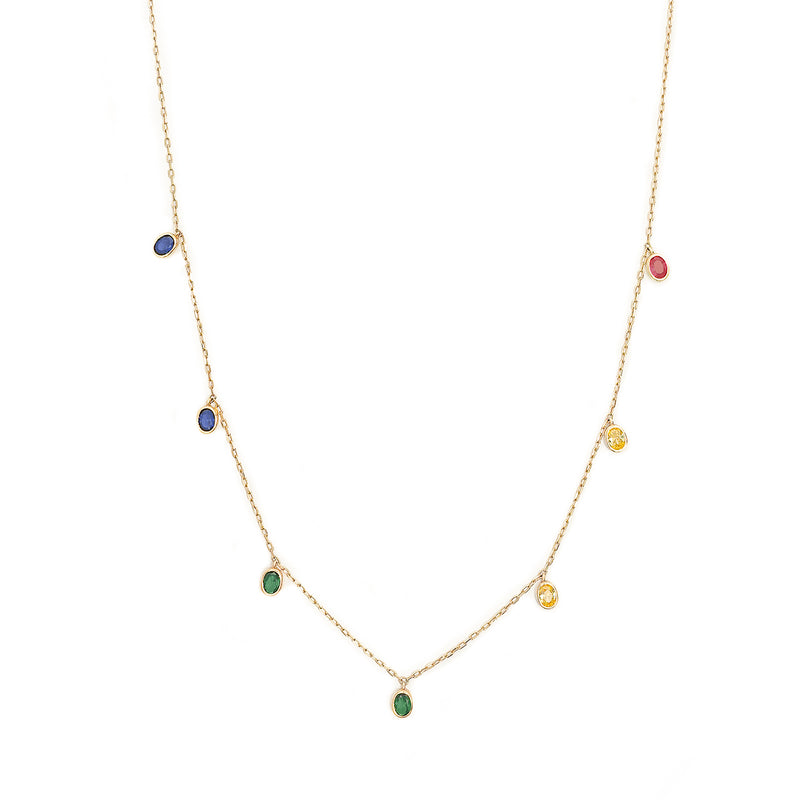 10K Gold Gemstones Necklace