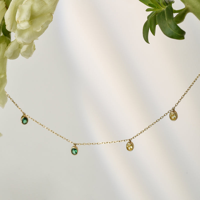 10K Gold Gemstones Necklace