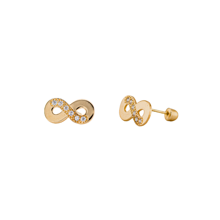 10K Gold Infinity Sparkling Stud Earrings