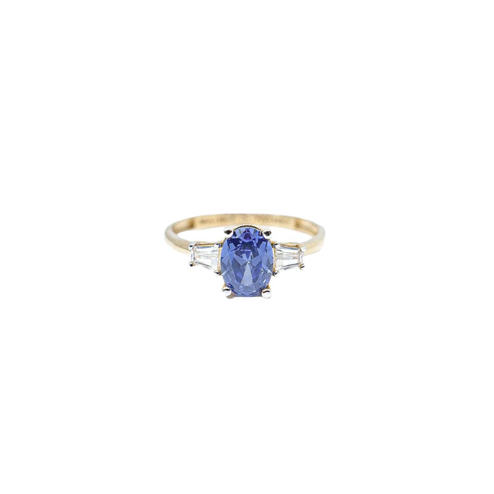 10K Gold Oval Lab Grown Sapphire Ring