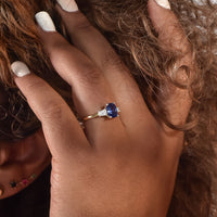 10K Gold Oval Lab Grown Sapphire Ring