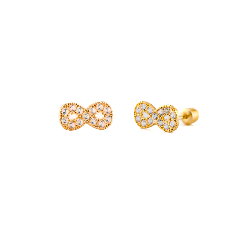 10K Gold Pavé Infinity Stud Earrings