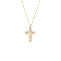 10K Gold Pave White Zirconia Cross Necklace