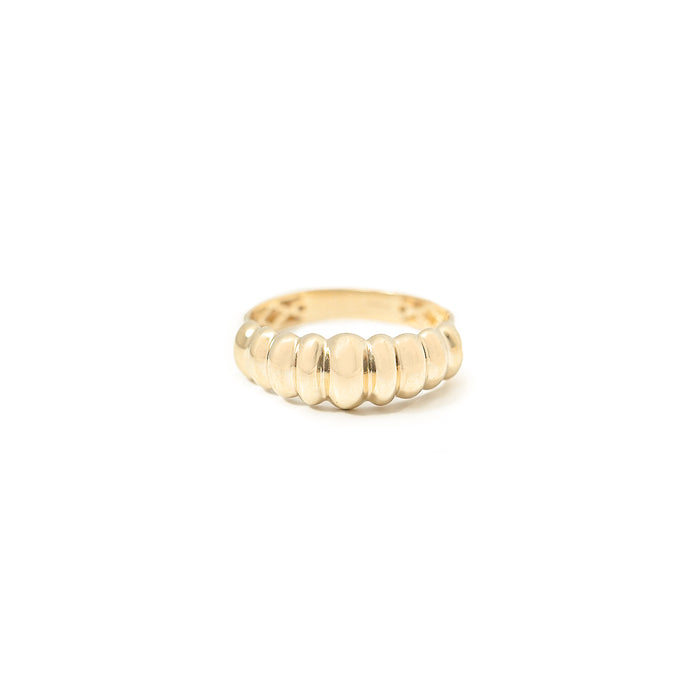 10K Gold Ribbed Dome Ring