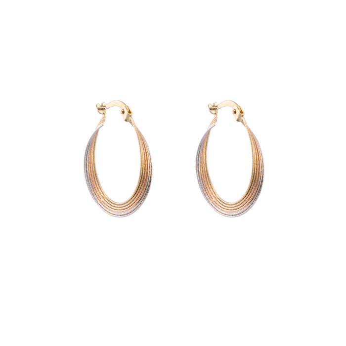 Single Twist Hoop Earrings in 10K Tricolor Gold