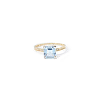 10K Gold Square Lab Grown Aquamarine Ring