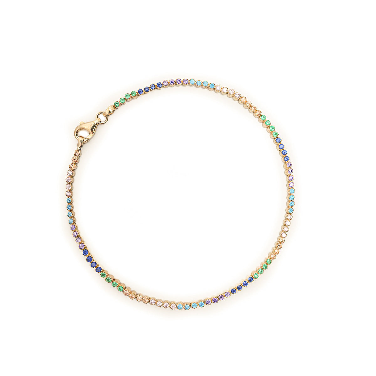 10K Gold Tennis Bracelet with Colored Gemstones