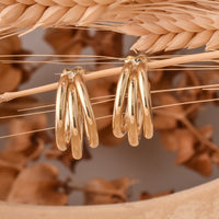 10K Gold Triple Tube Hoop Earrings