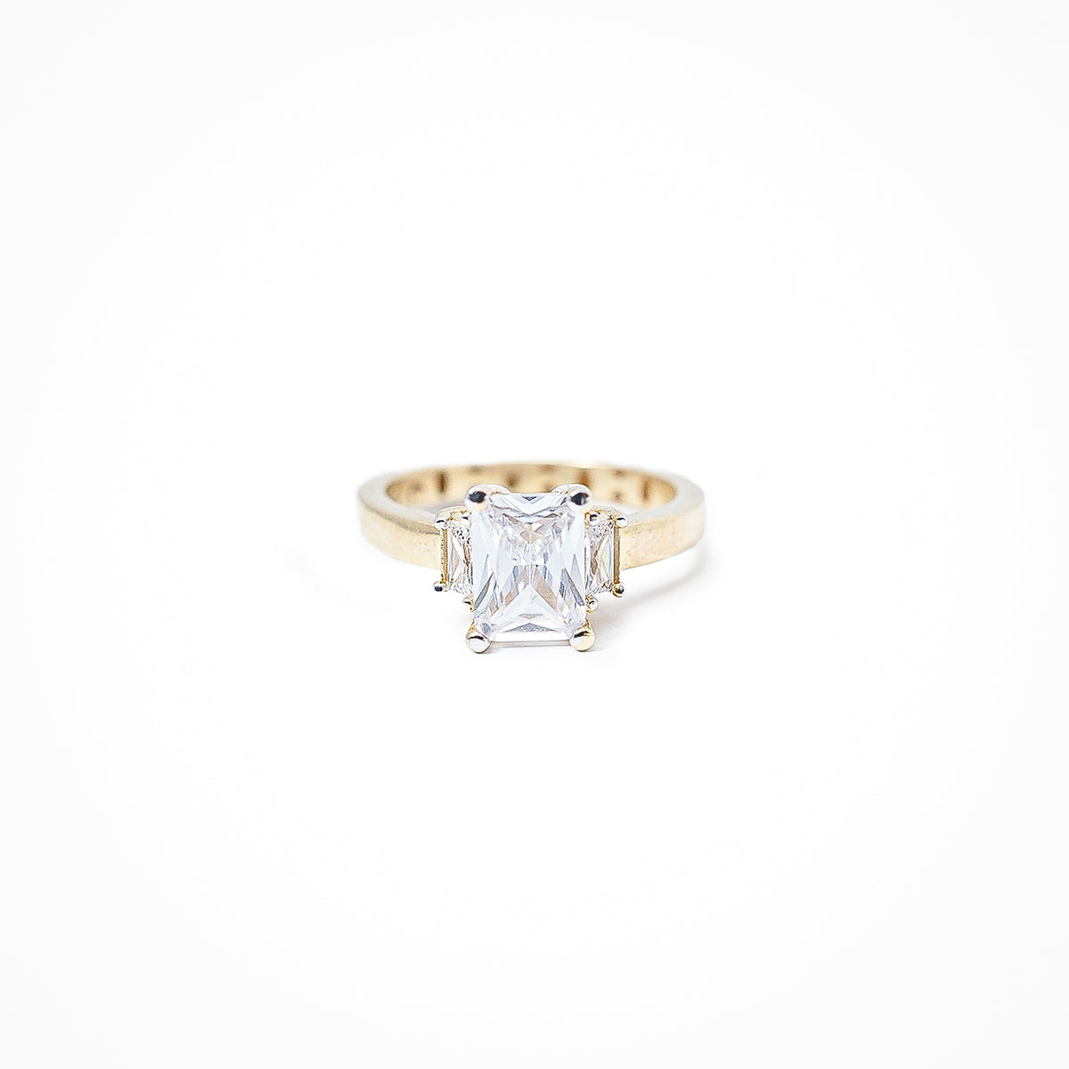 10K Gold White Zirconia Baguette Ring