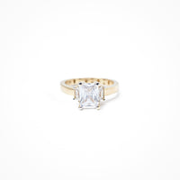 10K Gold White Zirconia Baguette Ring