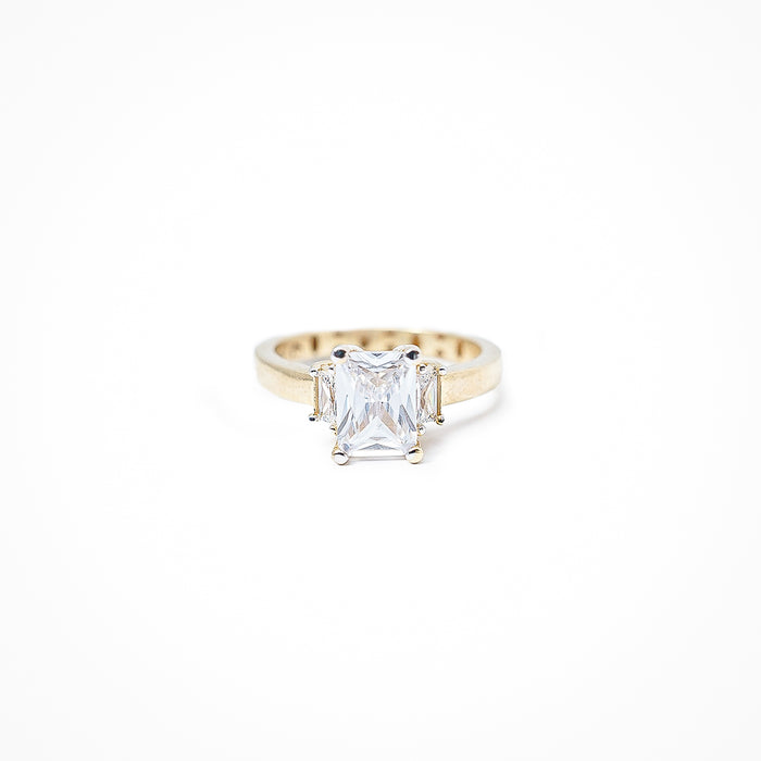 10K Gold White Zirconia Baguette Ring