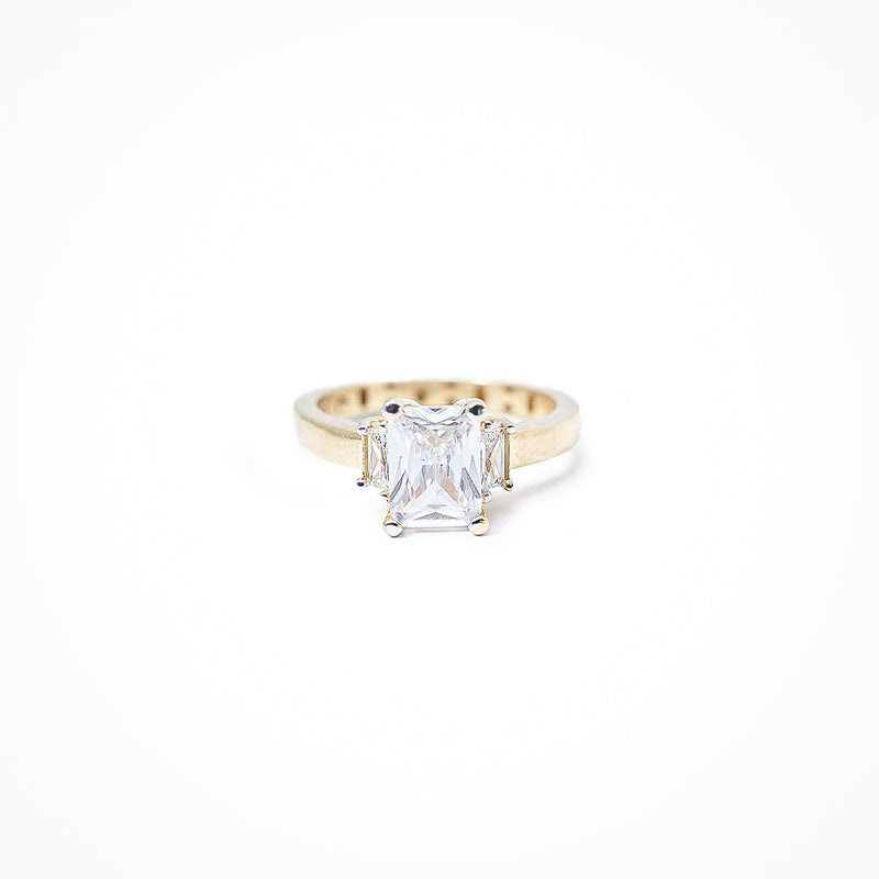 10K Gold White Zirconia Baguette Ring