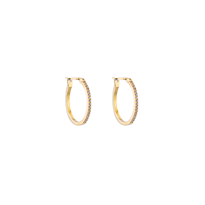 White Zirconia Hoop Earrings in 10K Gold